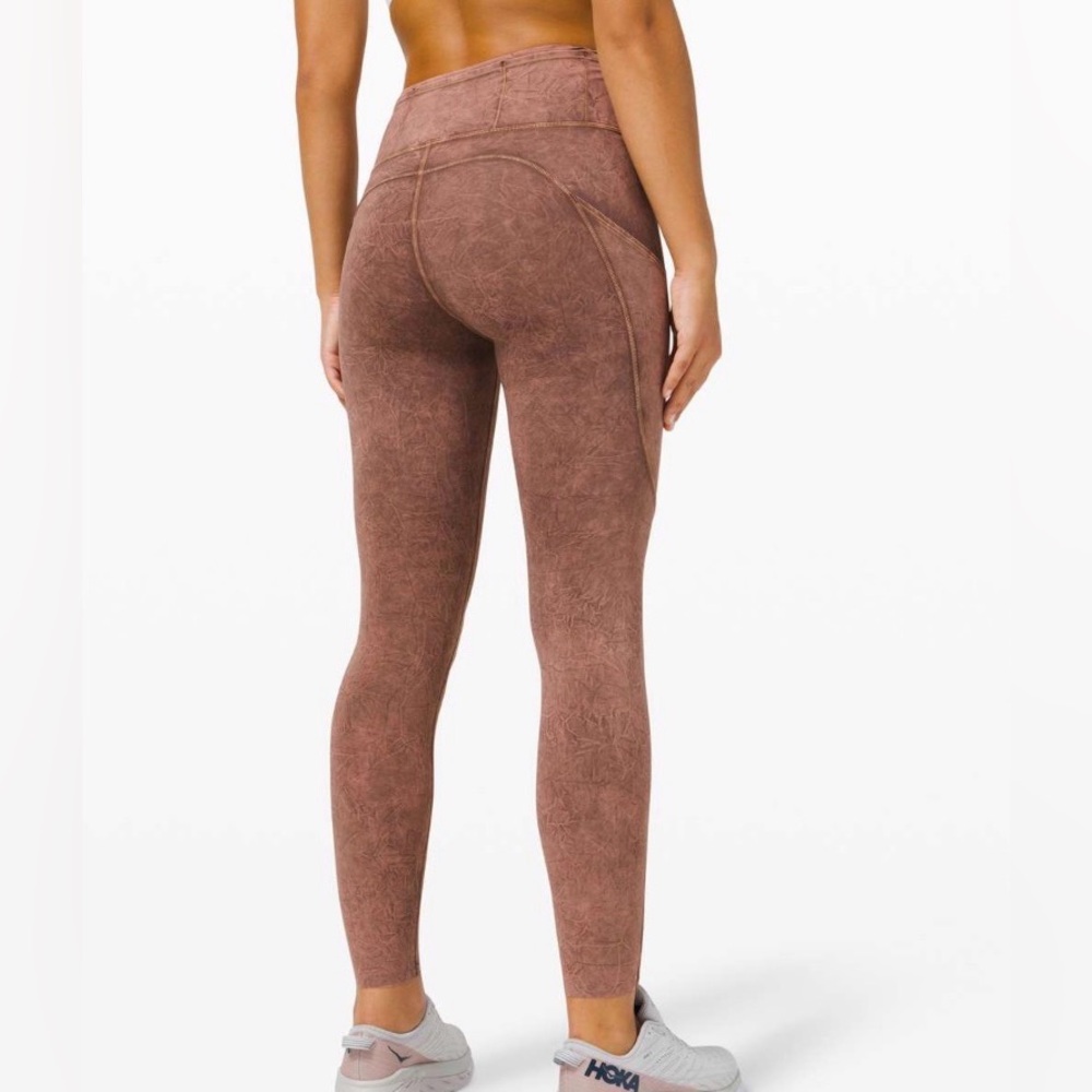 Lululemon Fast and Free Tight II 25" Ice Dye Ice Wash Brown Earth 6